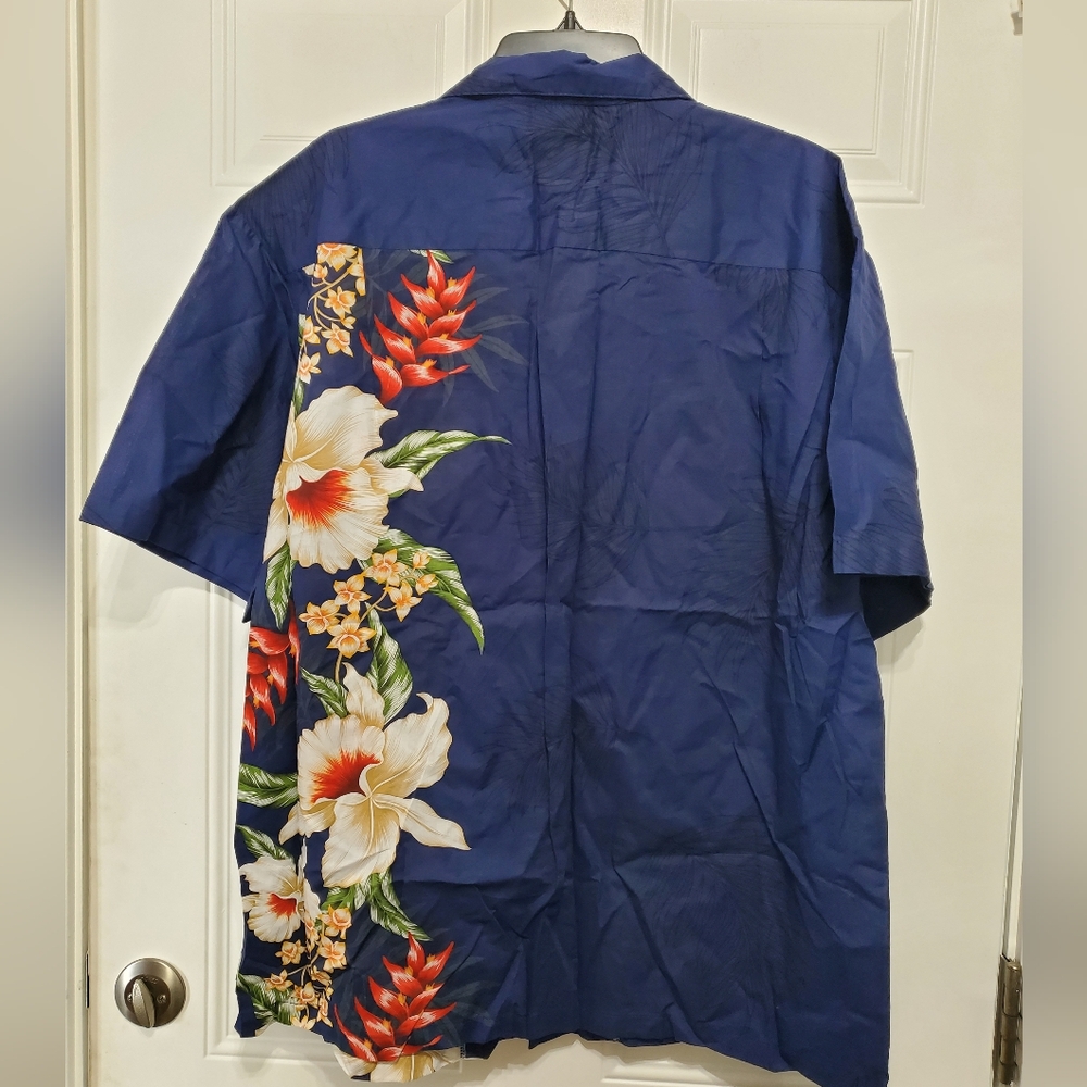 Men's Orchids Heliconia Hawaiian Shirt Side Border - Picture 5 of 10
